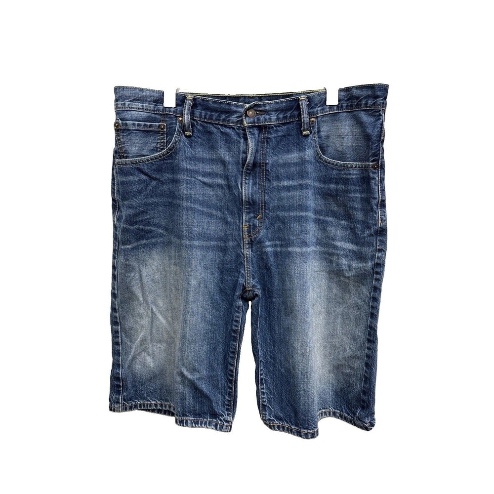 Levi's 569 Relaxed Fit Blue Denim Jean Shorts Button Zip Flat Front 36X11” Men